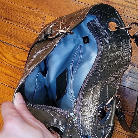 Coach LogoTote Pewter Color Career Everyday Casual - Picture 8 of 12